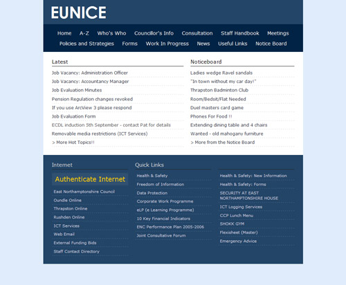 Screenshot of EUNICE