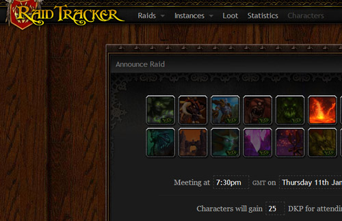 Screenshot of World of Warcraft Raid Tracker